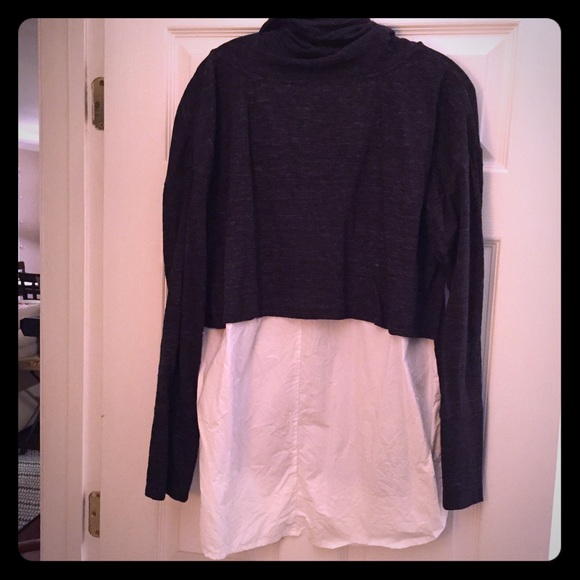 Cowl neck top with white underlay shirt exposed - Picture 1 of 5