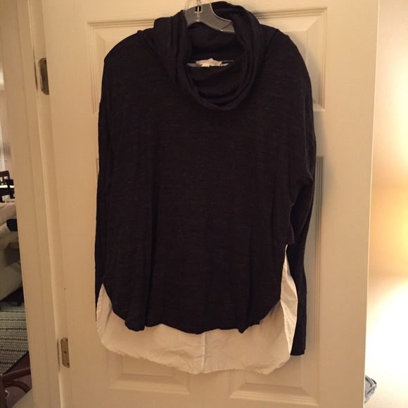 Cowl neck top with white underlay shirt exposed - Picture 2 of 5