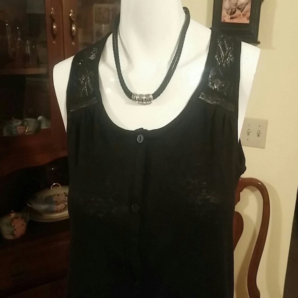 Lace Yoke Button Down Tank