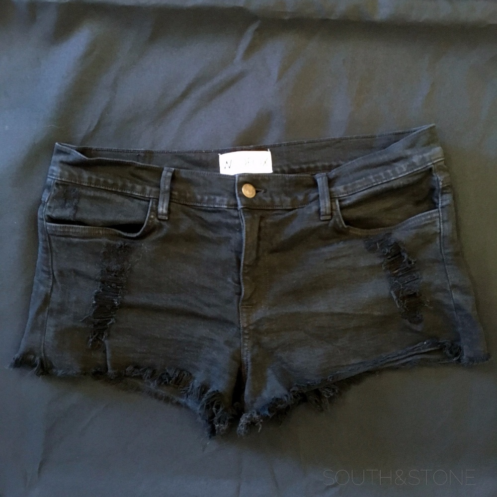 Wildfox Distressed Black Jean Shorts