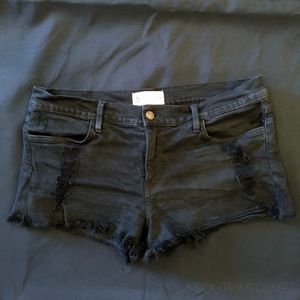 Wildfox Distressed Black Jean Shorts