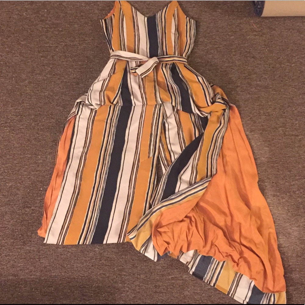 Mustard and navy strip jumpsuit NWT - Picture 3 of 4