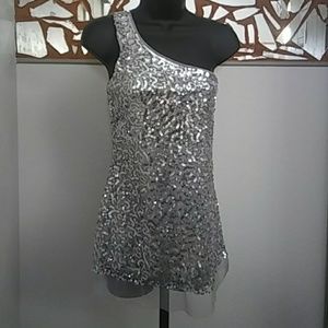 One Shoulder Sequined Tank