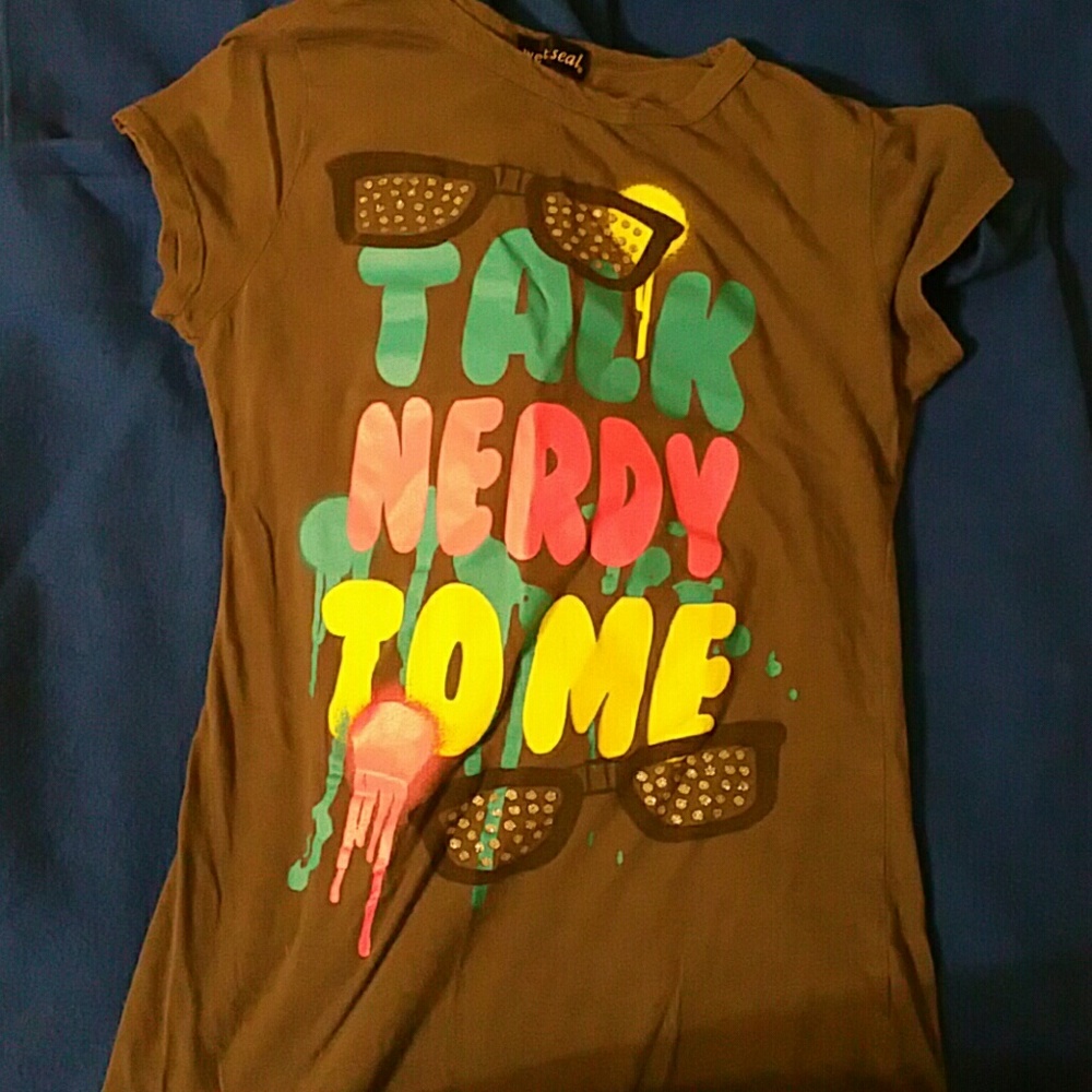 Wet Seal Talk Nerdy to Me Graphic Tee-Clearance