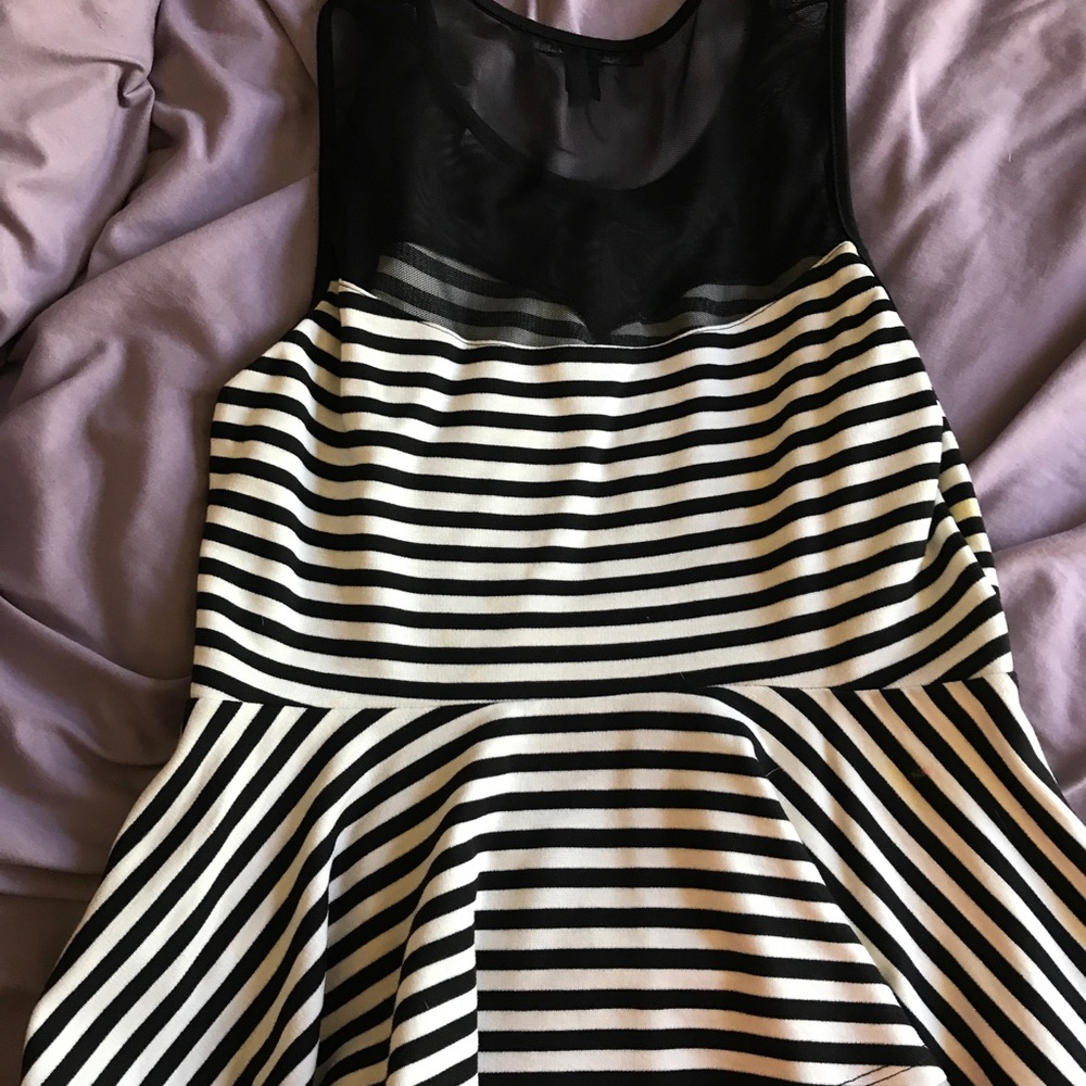 Black and white striped peplum shirt
