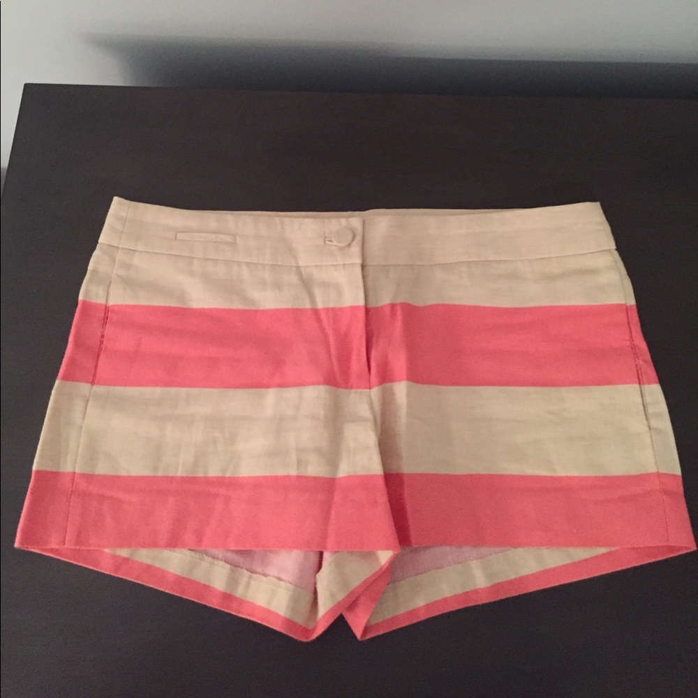 J. Crew Pink & Tan Striped Linen Shorts