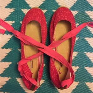American Eagle Hot Pink Lace Up Espadrilles