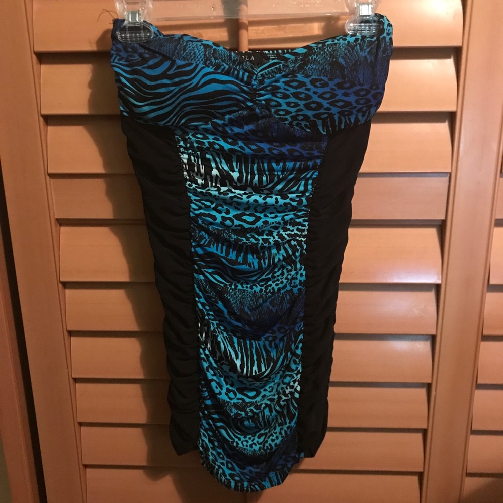 Blue/Black Cheetah Mini Dress