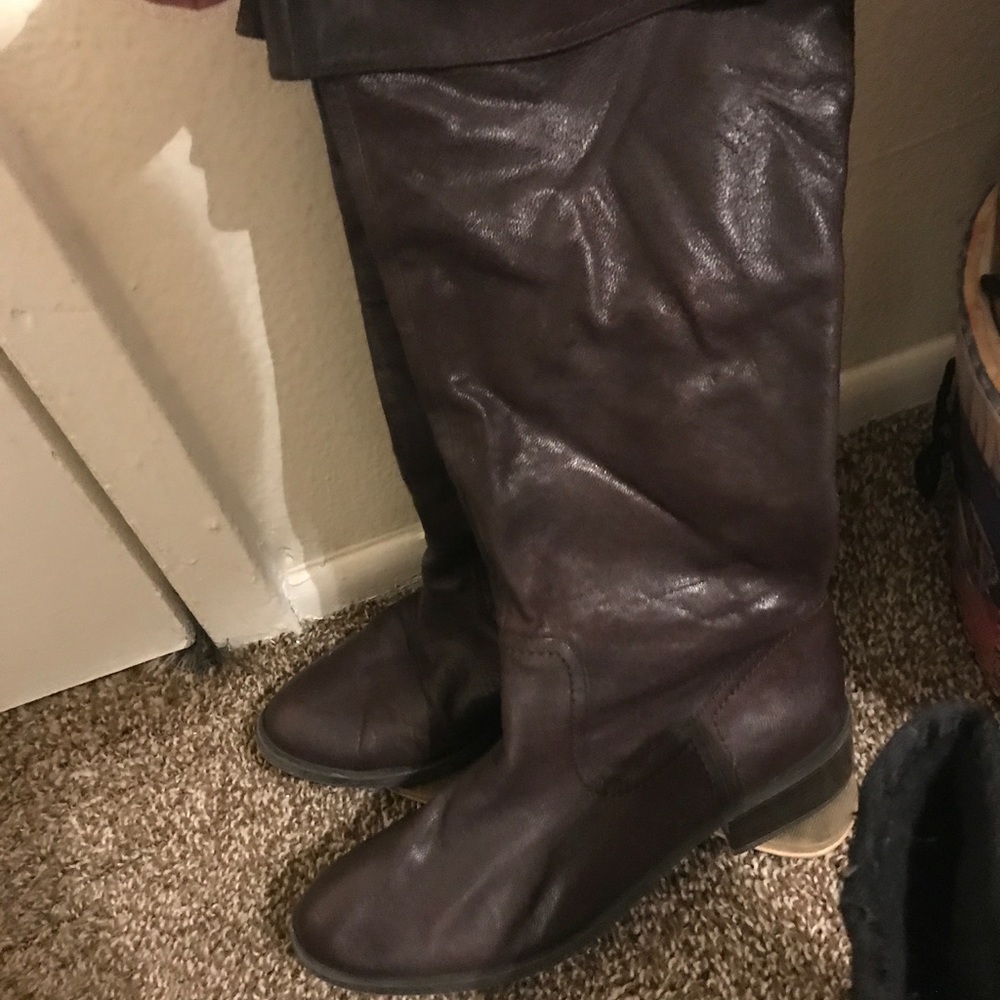 Brown leather riding boots