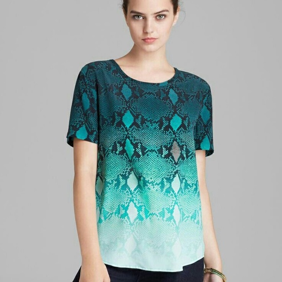 Equipment Tops - Equipment 'Riley' faded python print silk tee Equipment Tops - Equipment 'Riley' faded python print silk tee