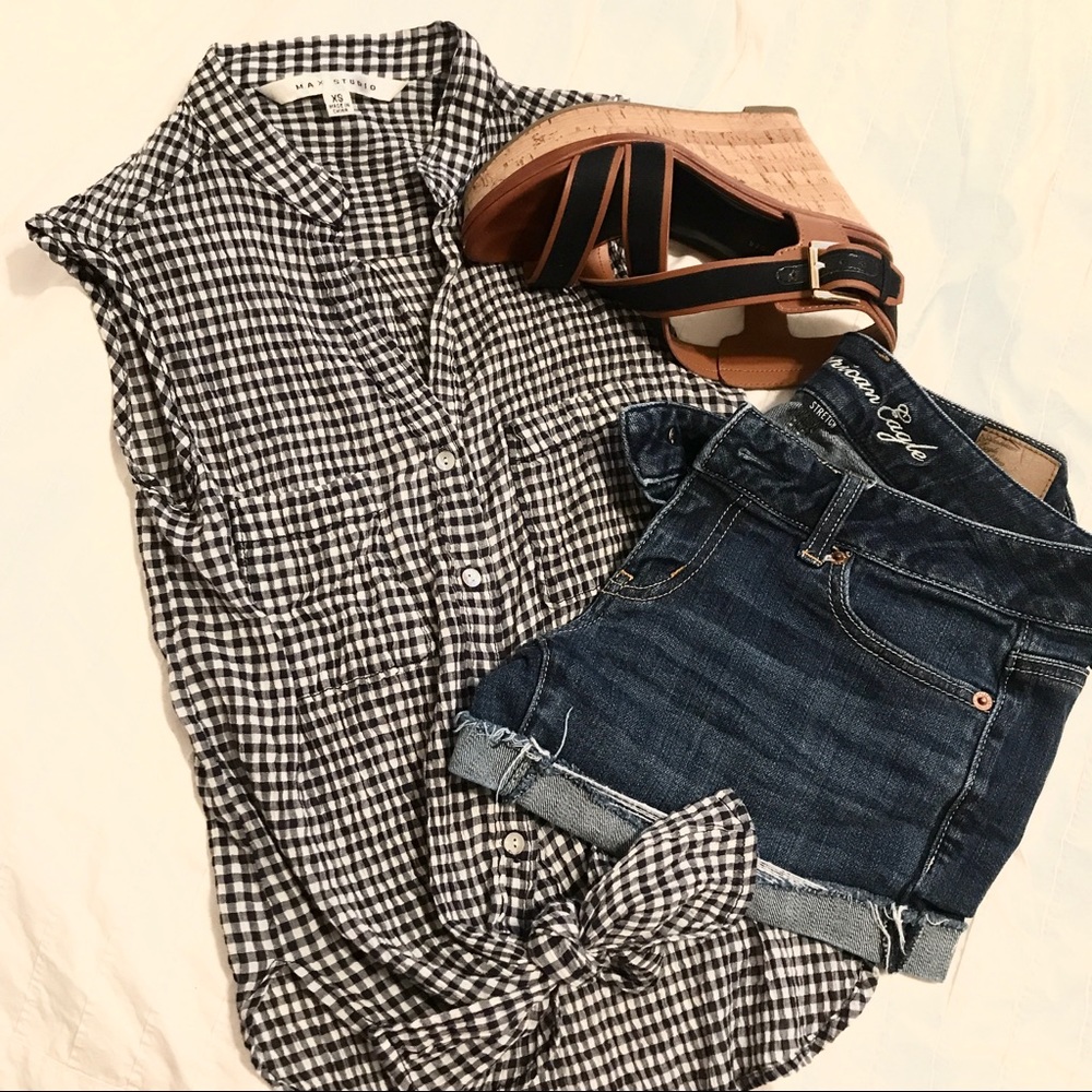 Gingham Tie Front Tank