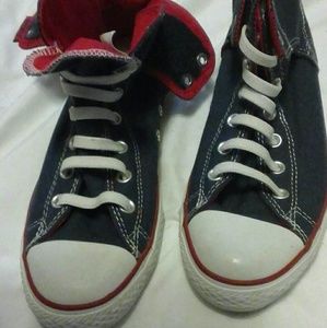 Converse all star denim and red size 8