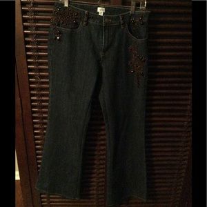Cache / size 10 / dark denim / boot leg jean