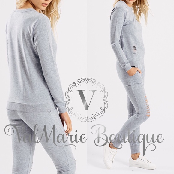 Distressed sweatshirt set - Picture 2 of 3