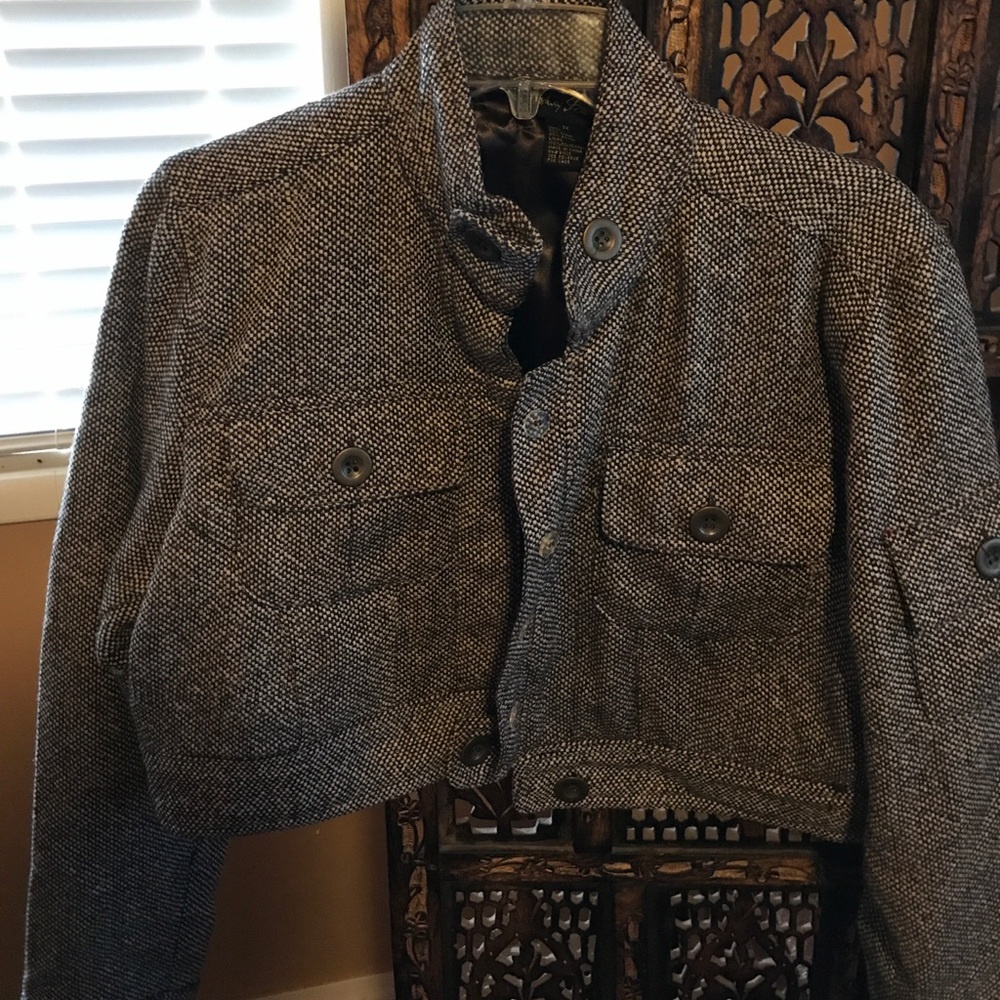 Brown tweed Ashley Stewart cropped jacket
