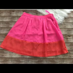 J. Crew Orange and Pink Color Block Skirt Pockets