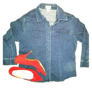 Loft Long Sleeve Button Boyfriend Denim Shirt Sz10