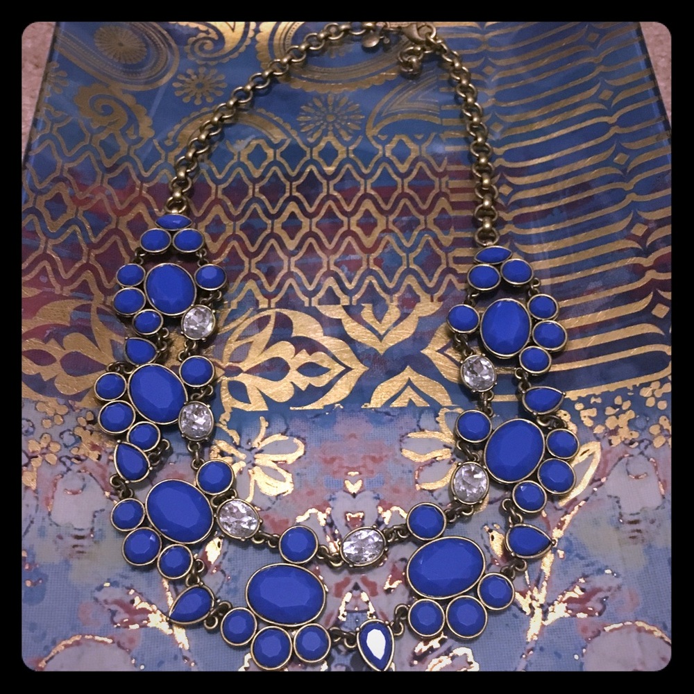 J Crew blue and crystal bib necklace!