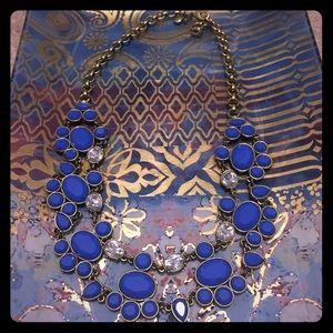 J Crew blue and crystal bib necklace!
