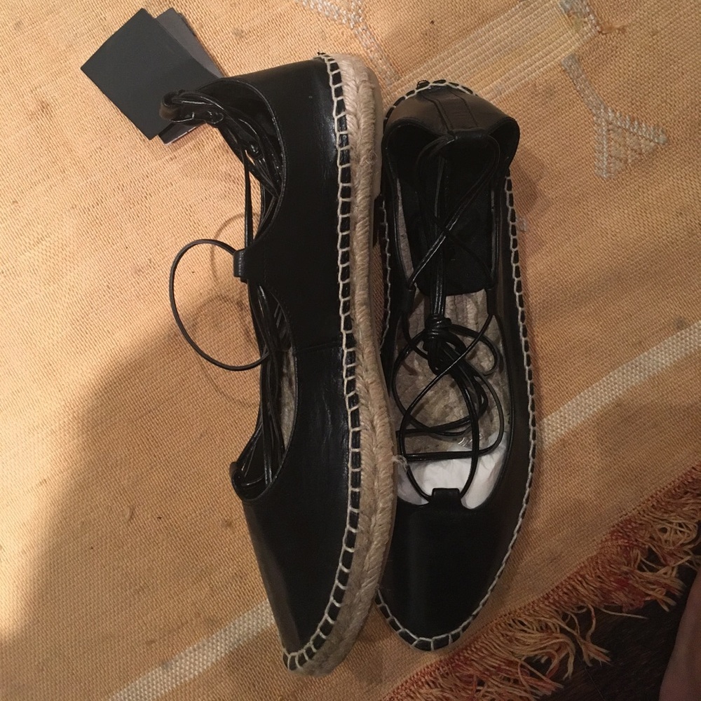 NWT real leather lace-up espadrilles