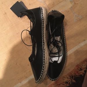 NWT real leather lace-up espadrilles