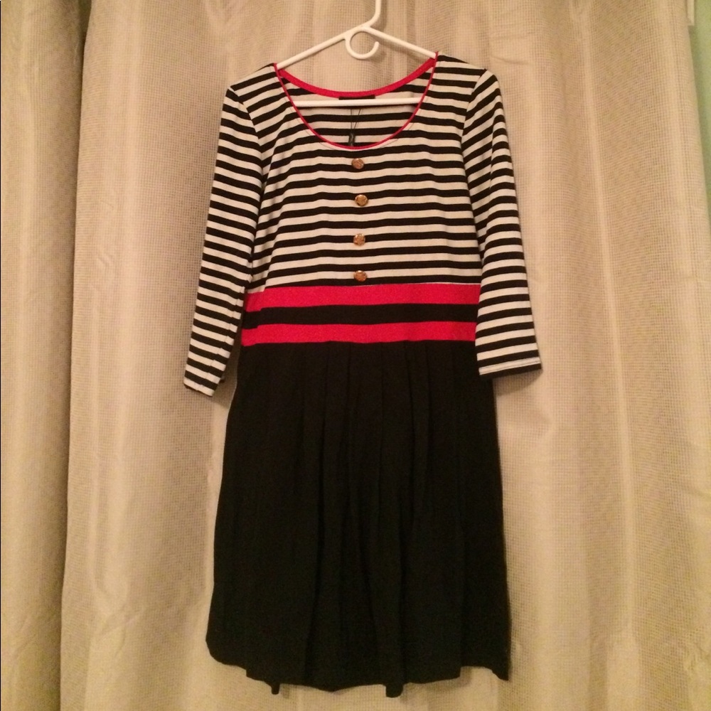 Long sleeve junior dress. Nautical style.