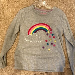 Girls Long Sleeve Gray shirt with rainbow + cloud