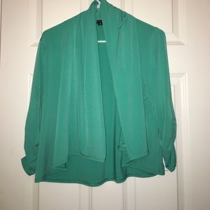 Aqua green cardigan.