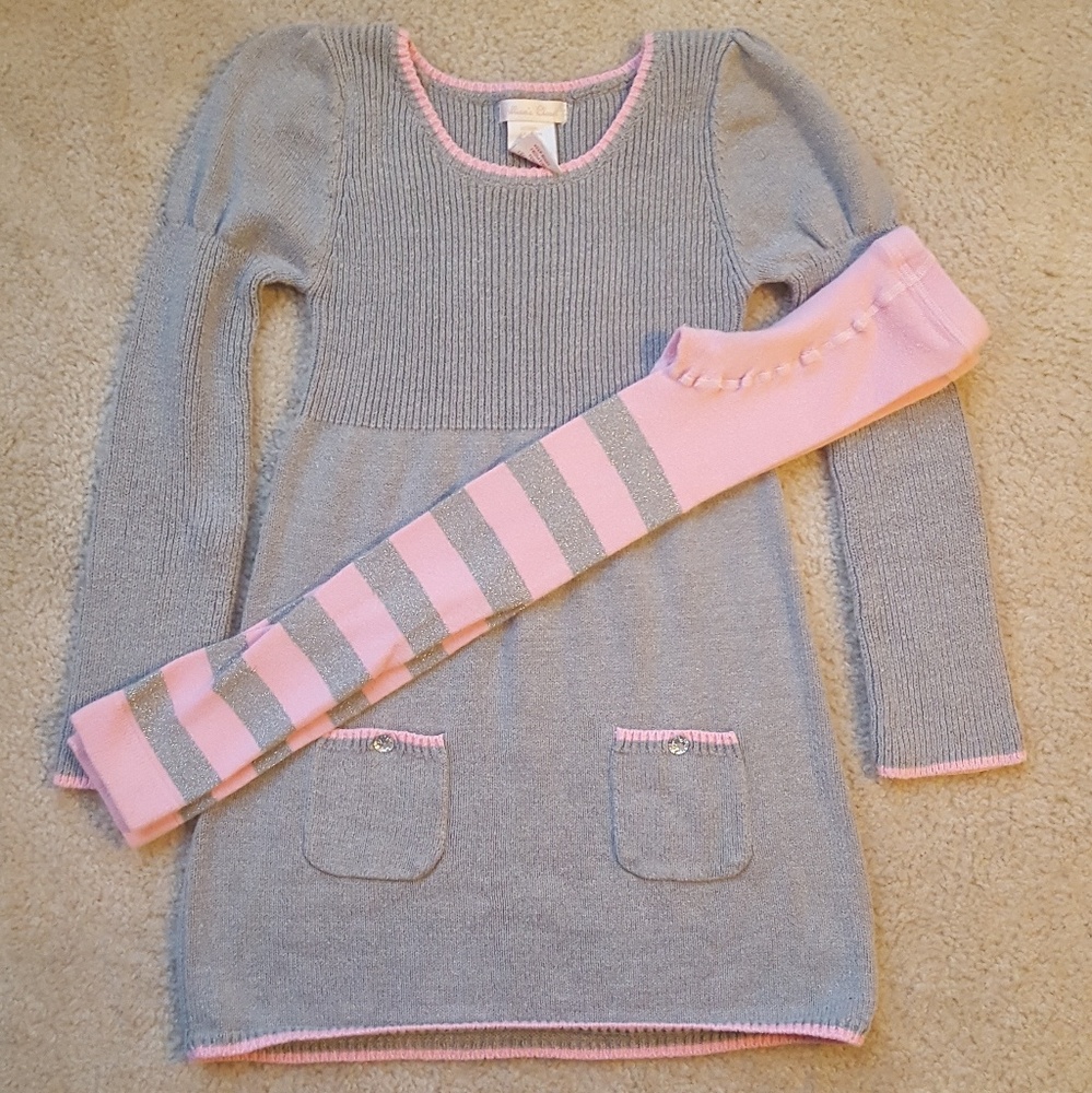 Sweater dress and footless tights