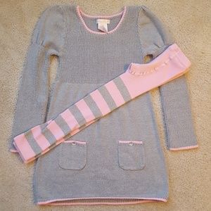 Sweater dress and footless tights