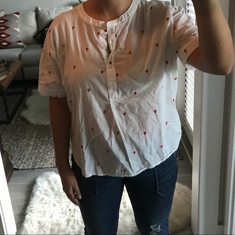 Casual, white, stitched blouse