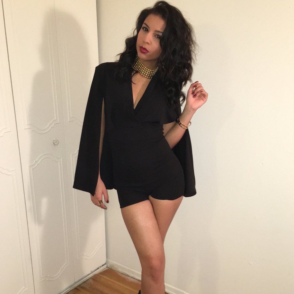 Black cape Romper
