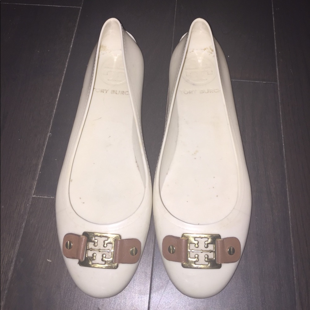 Tory Burch reva rubber jelly flats brown & cream 9