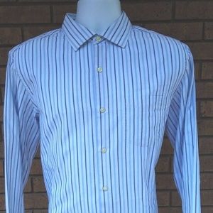 Banana Republic Blue/White Stripe Shirt L 16-16.5