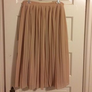 Blush Pleated Midi Skirt