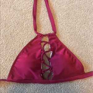 Red halter swim top