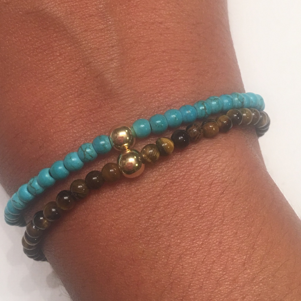 Two Small Beaded Bracelets Natural Stone 15$