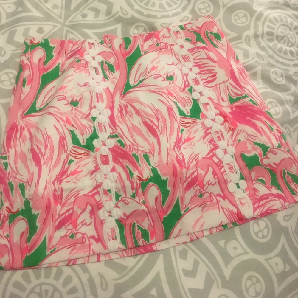 Lilly Pulitzer Skirt Pink Flamingos