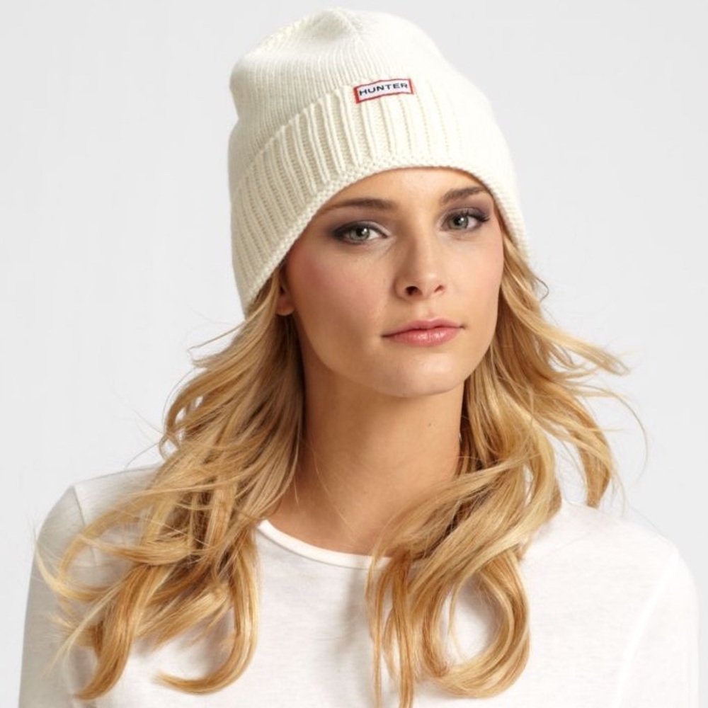 HUNTER Brand Skull Knit Hat White