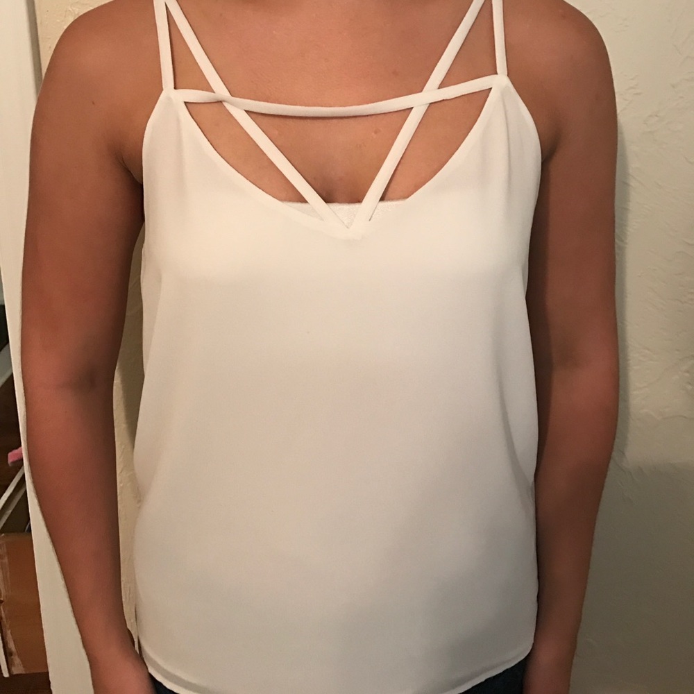 White strappy tank