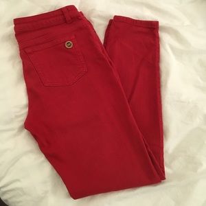Red skinny jeans