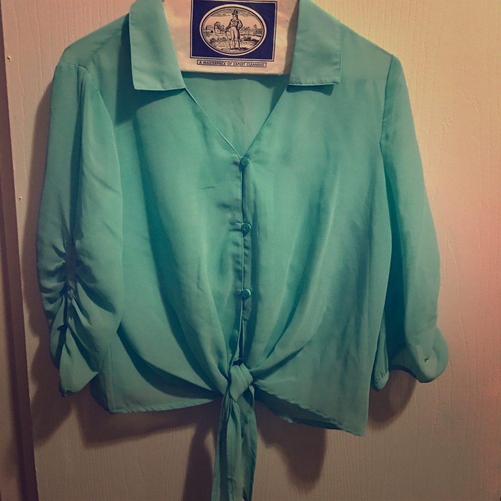 Sheer blouse crop top