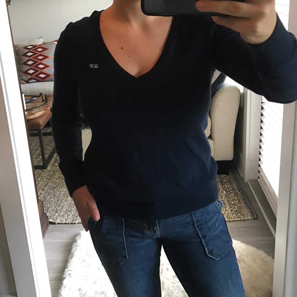 Navy, V-Neck sweater