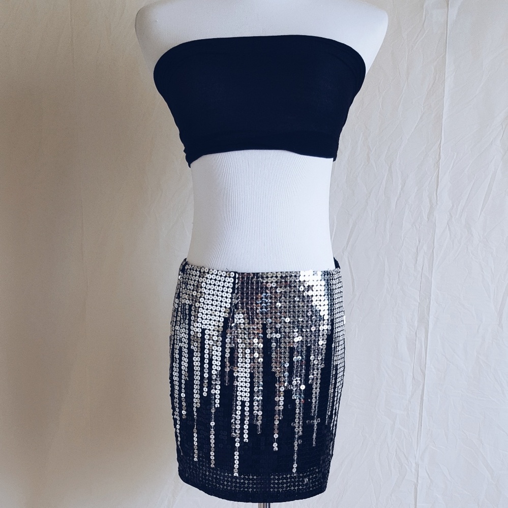 Sassy silver and black sequin skirt