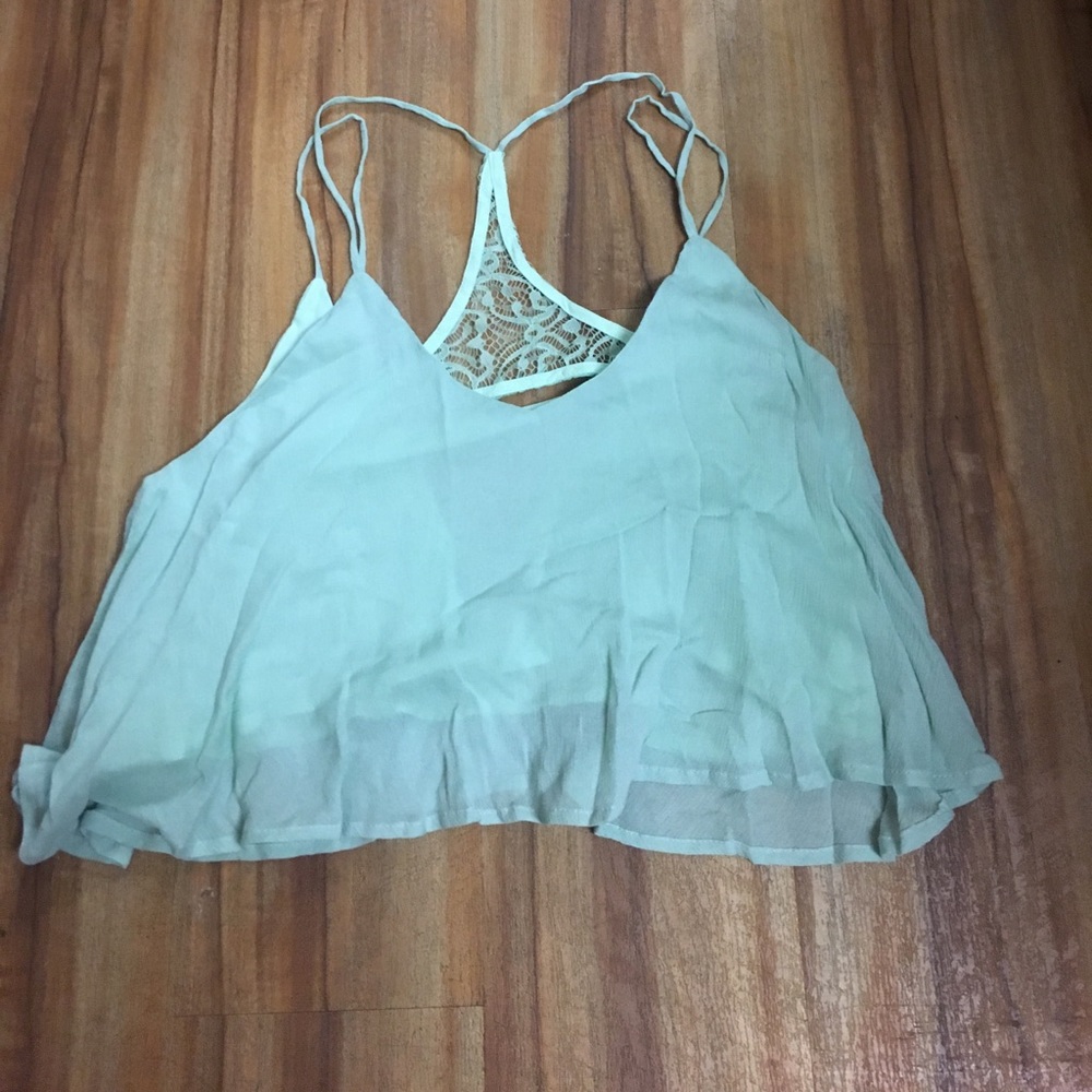 Layered sea foam green cropped tank
