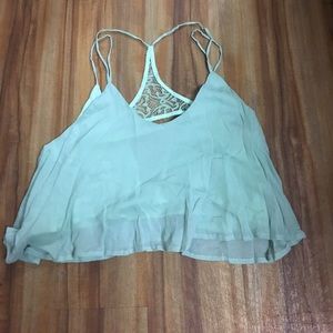 Layered sea foam green cropped tank