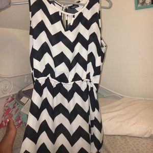 Black and white chevron dress