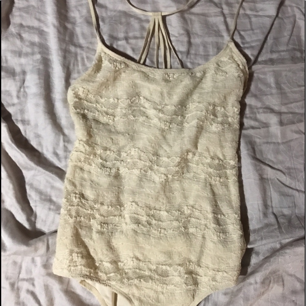 Billabong Cream Lace Bodysuit Low Back