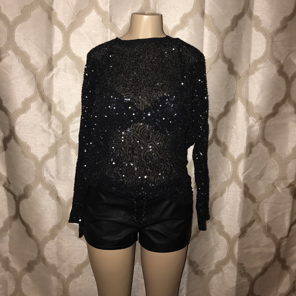 Vintage black sequin blouse