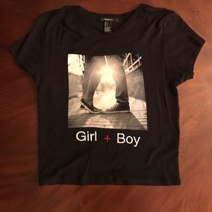 Black graphic crop top